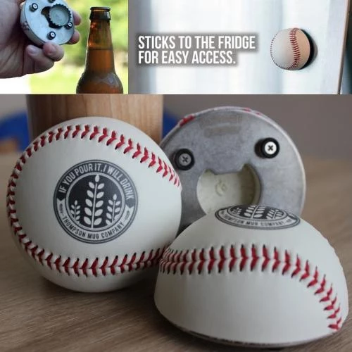 Thompson Mug Co. - Dugout Mugs Gifts Under $30 "If You Pour It, I Will Drink" Cutter" - Half Baseball Bottle Opener