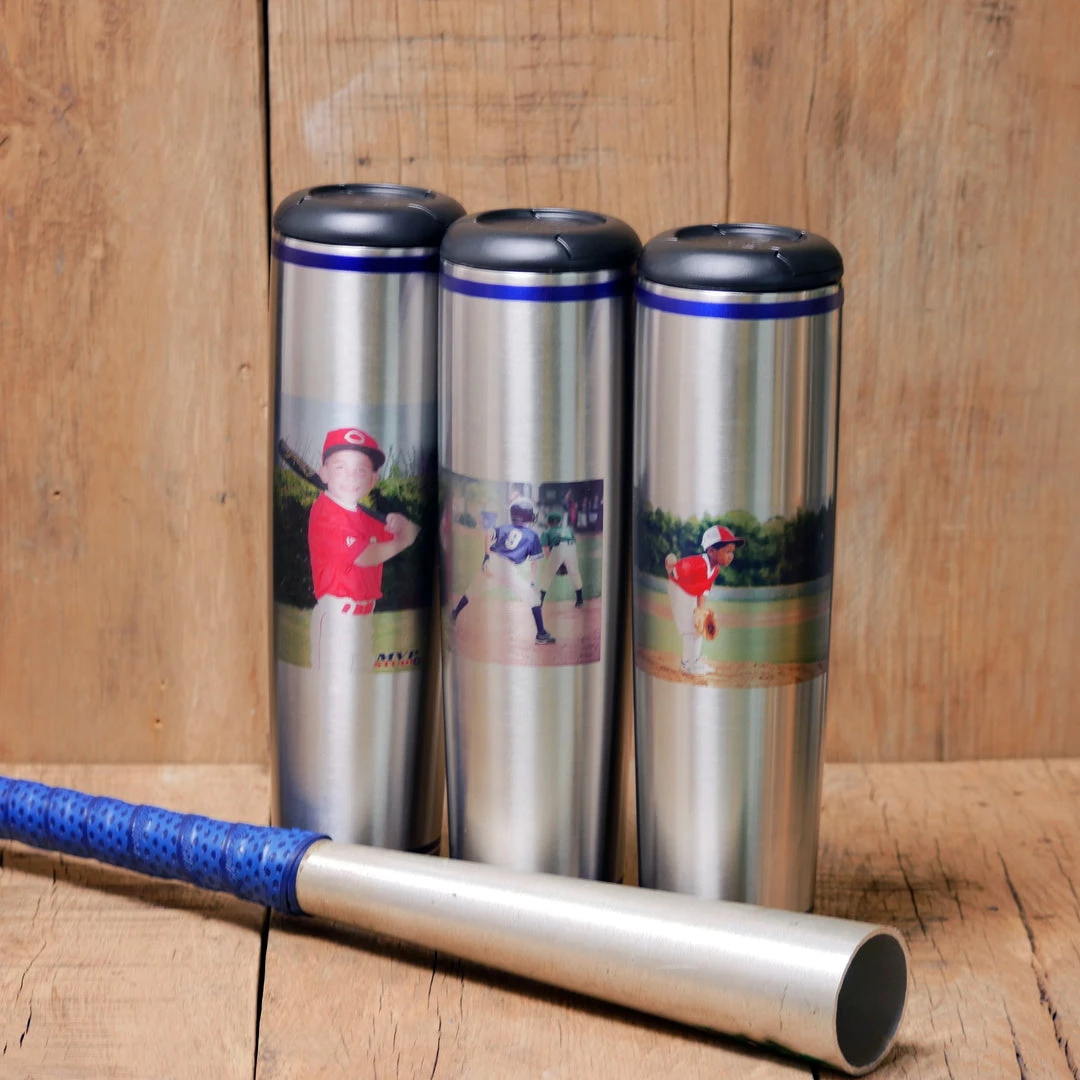 Thompson Mug Co. - Dugout Mugs Custom Mugs Put Your Photo On A Baseball Mom Metal Dugout Mug | Stainless Steel Baseball Bat Mug